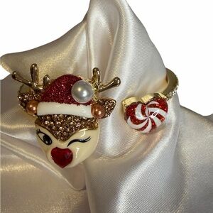 Betsy Johnson Reindeer and Candy Cane Bracelet